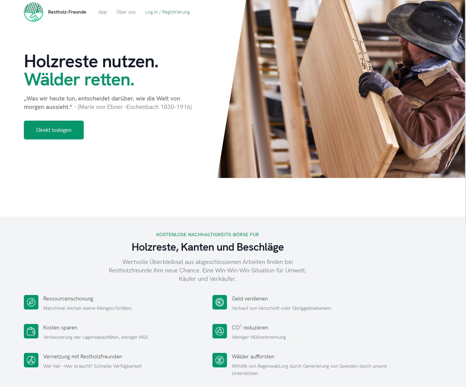 Börse für Restmaterialien aus der Holzverarbeitung